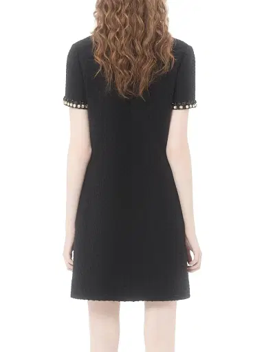 Valentino Garavani Women's Embroidered Canestrello Tweed Short Dress - Black Silver - Size 0 | Thumbnail 4