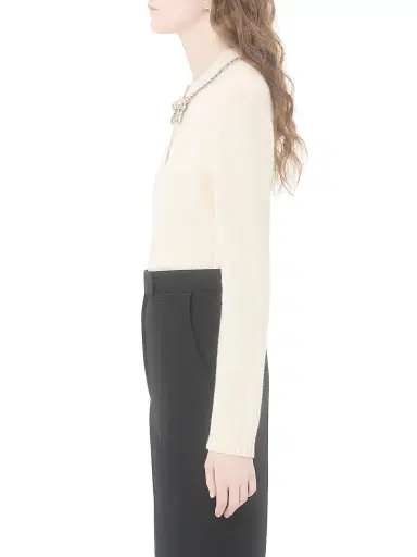 Valentino Garavani Women's Embroidered Wool Jumper - Ivory - Size XS | Thumbnail 3