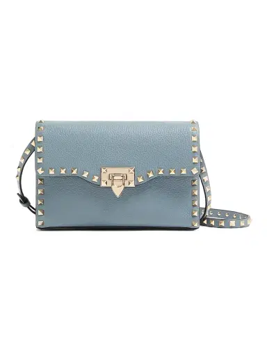Valentino Garavani Women's Small Rockstud Grainy Calfskin Crossbody Bag - Stone | Thumbnail 1 Valentino Garavani Women's Small Rockstud Grainy Calfskin Crossbody Bag - Stone | Thumbnail 1