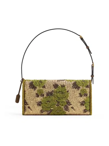 Valentino Garavani Women's Devain Small Shoulder Bag in Jacquard Lurex Fabric - Gold Green | Thumbnail 4 Valentino Garavani Women's Devain Small Shoulder Bag in Jacquard Lurex Fabric - Gold Green | Thumbnail 4