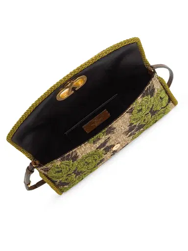 Valentino Garavani Women's Devain Small Shoulder Bag in Jacquard Lurex Fabric - Gold Green | Thumbnail 5 Valentino Garavani Women's Devain Small Shoulder Bag in Jacquard Lurex Fabric - Gold Green | Thumbnail 5