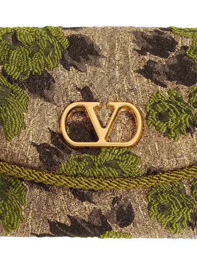Valentino Garavani Women's Devain Small Shoulder Bag in Jacquard Lurex Fabric - Gold Green | Thumbnail 6 Valentino Garavani Women's Devain Small Shoulder Bag in Jacquard Lurex Fabric - Gold Green | Thumbnail 6