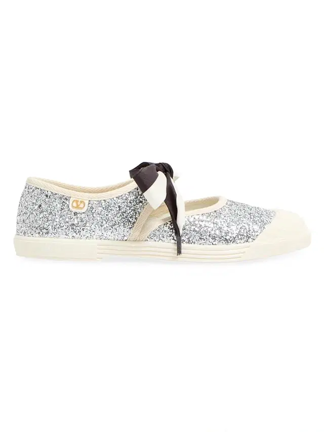 Valentino Garavani Women's Bay By Bay Glitter Ballerina Sneakers - Silver