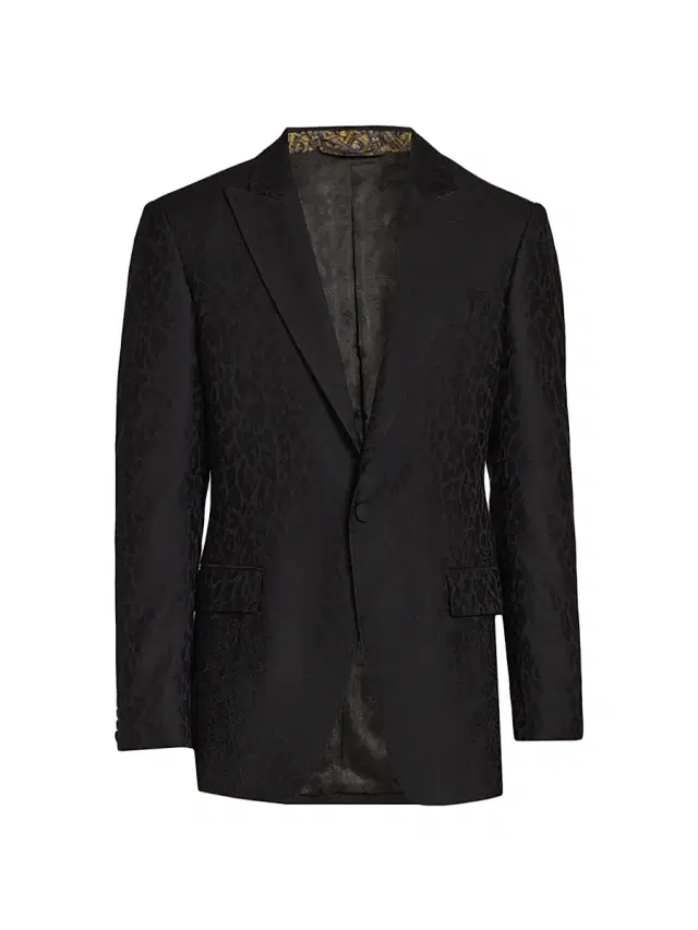 Etro Men's Fuji Tonal Animal-Print Evening Jacket - Black