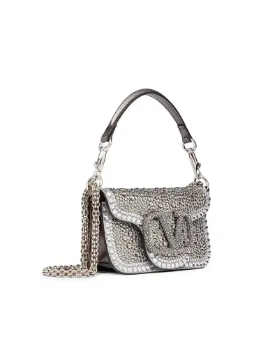Valentino Garavani Women's Small Locò Top Handle Bag with Rhinestones | Thumbnail 2 Valentino Garavani Women's Small Locò Top Handle Bag with Rhinestones | Thumbnail 2