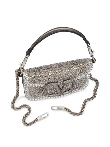 Valentino Garavani Women's Small Locò Top Handle Bag with Rhinestones | Thumbnail 5 Valentino Garavani Women's Small Locò Top Handle Bag with Rhinestones | Thumbnail 5