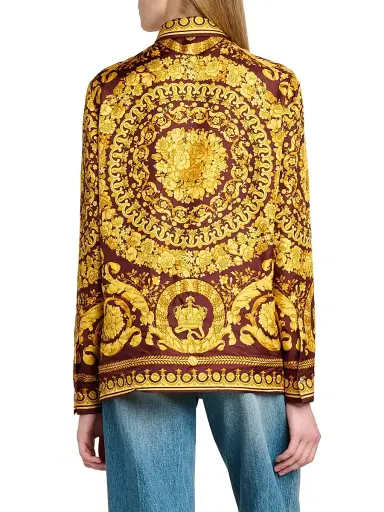 Versace Women's Barocco Silk Blouse - Burgundy Gold | Thumbnail 5 Versace Women's Barocco Silk Blouse - Burgundy Gold | Thumbnail 5