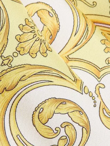 Versace Women's Barocco Foulard Silk Twill Shirt - Pale Yellow Rose Quartz | Thumbnail 7