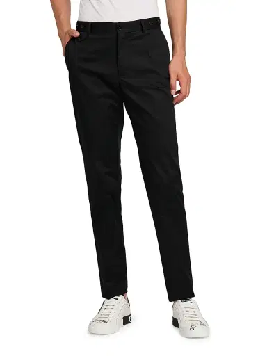 Dolce & Gabbana Men's Gabardine Cotton Straight-Leg Trousers - Nero - Size 38 | Thumbnail 3