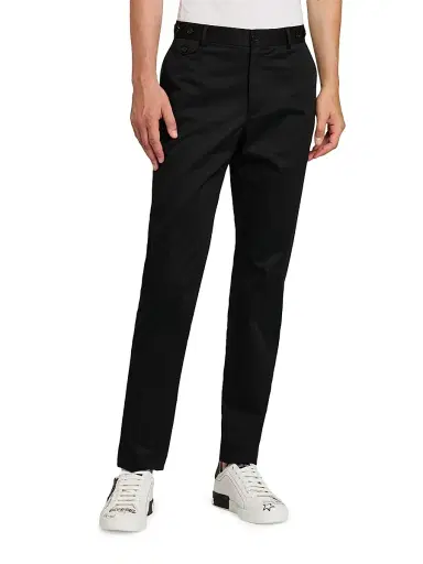Dolce & Gabbana Men's Gabardine Cotton Straight-Leg Trousers - Nero - Size 38 | Thumbnail 4