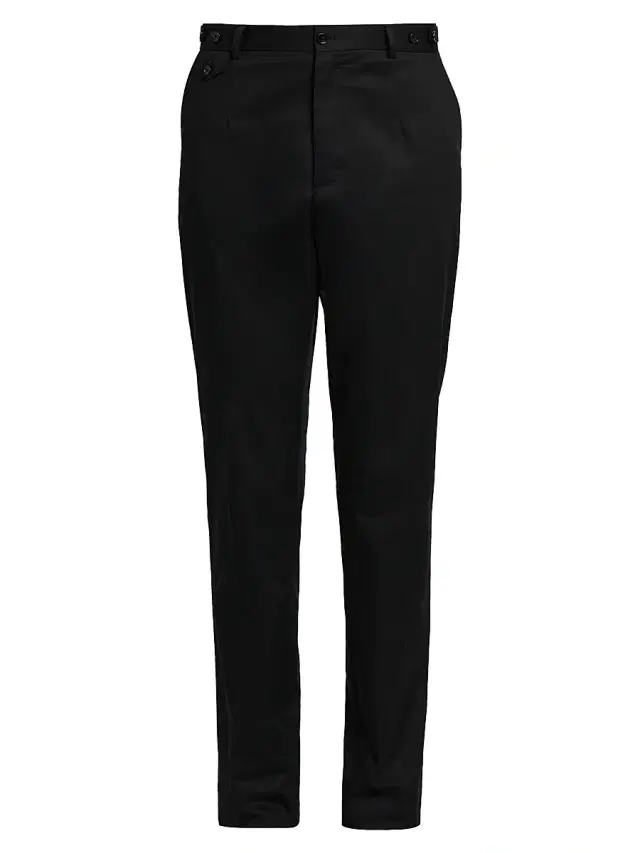 Men's Gabardine Cotton Straight-Leg Trousers - Nero