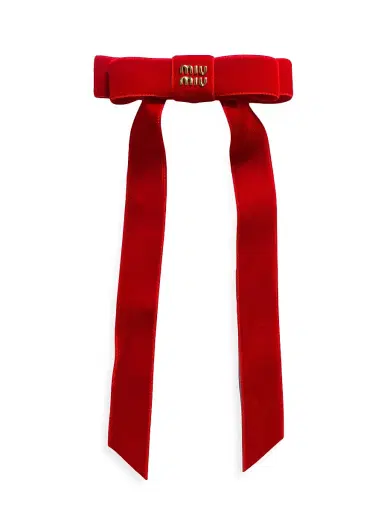 Miu Miu Women's Velvet Hair Clip - Red | Thumbnail 1