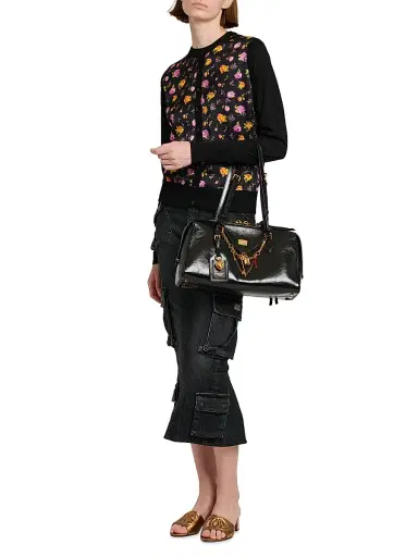 Dolce & Gabbana Women's Mixed-Media Silk Cardigan - Rose Mazzolini F Ner - Size 12 | Thumbnail 2