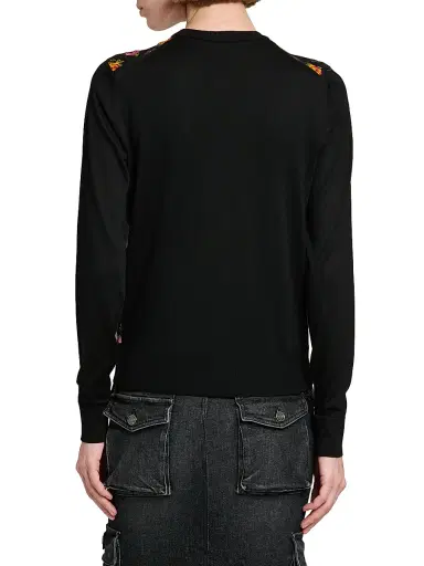 Dolce & Gabbana Women's Mixed-Media Silk Cardigan - Rose Mazzolini F Ner - Size 12 | Thumbnail 5