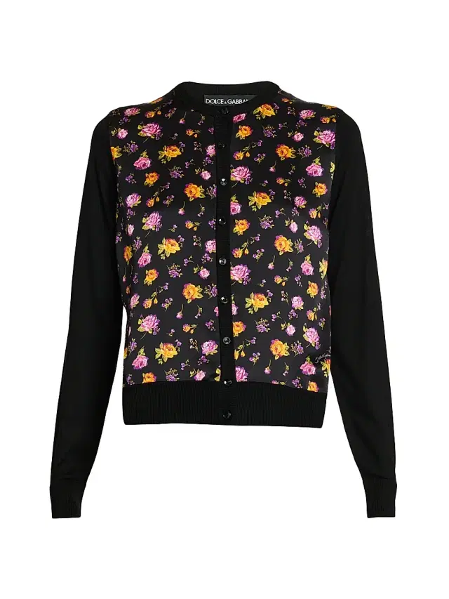 Dolce & Gabbana Women's Mixed-Media Silk Cardigan - Rose Mazzolini F Ner