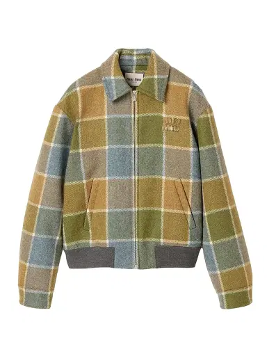 Miu Miu Women's Checked Blouson Jacket - Brown | Thumbnail 1