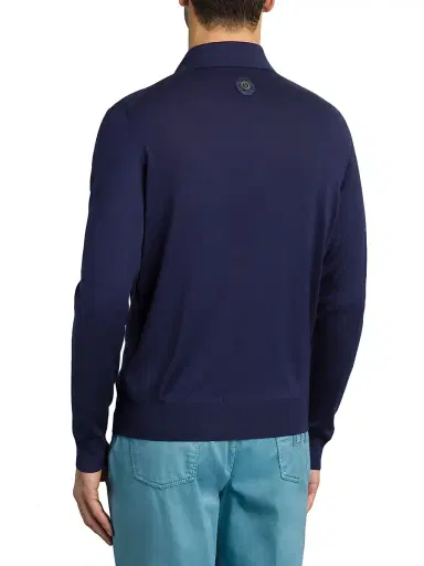 Stefano Ricci Men's Zip Polo Shirt - Blue | Thumbnail 3