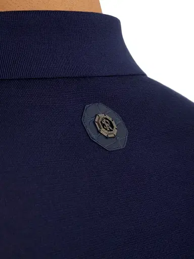 Stefano Ricci Men's Zip Polo Shirt - Blue | Thumbnail 5