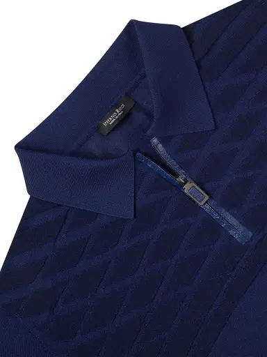 Stefano Ricci Men's Zip Polo Shirt - Blue | Thumbnail 6