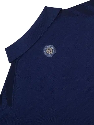 Stefano Ricci Men's Zip Polo Shirt - Blue | Thumbnail 7