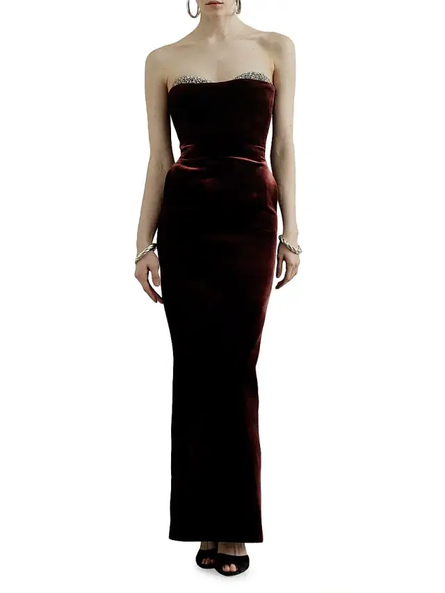 Women's Noelie Rhinestone Velvet Gown - Budapest