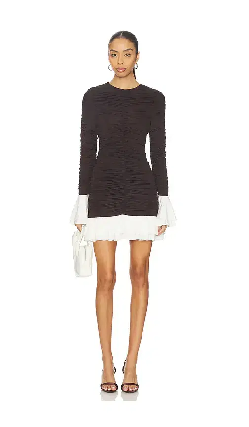 ROTATE Mini Ruched Long Sleeve Dress