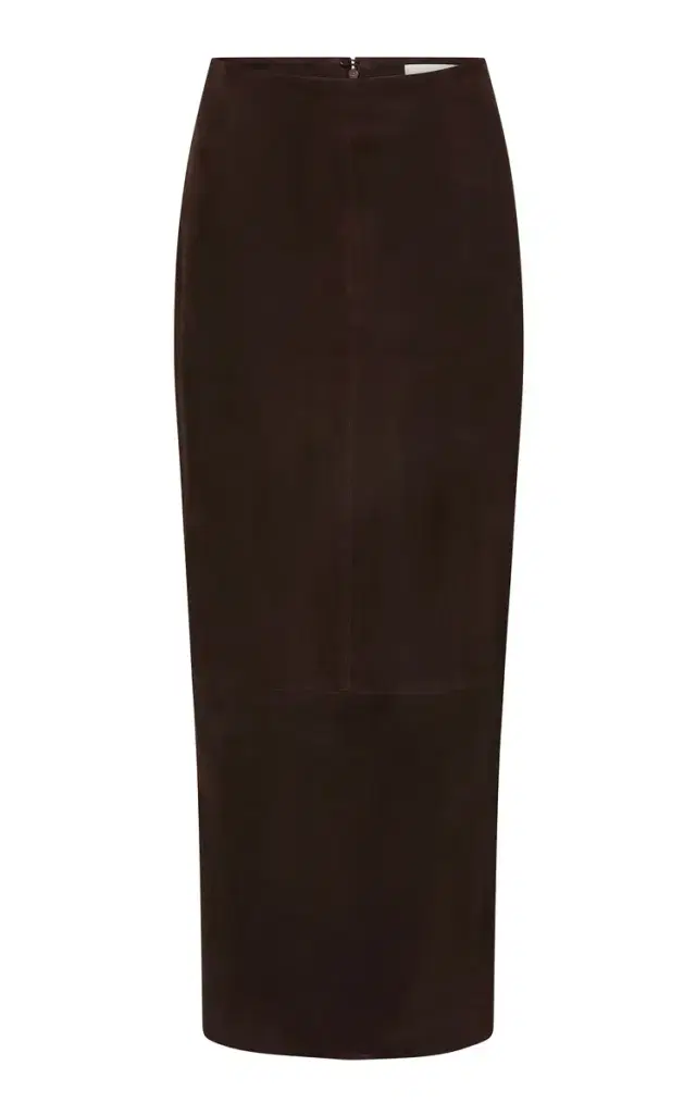 St. Agni Suede Maxi Column Skirt