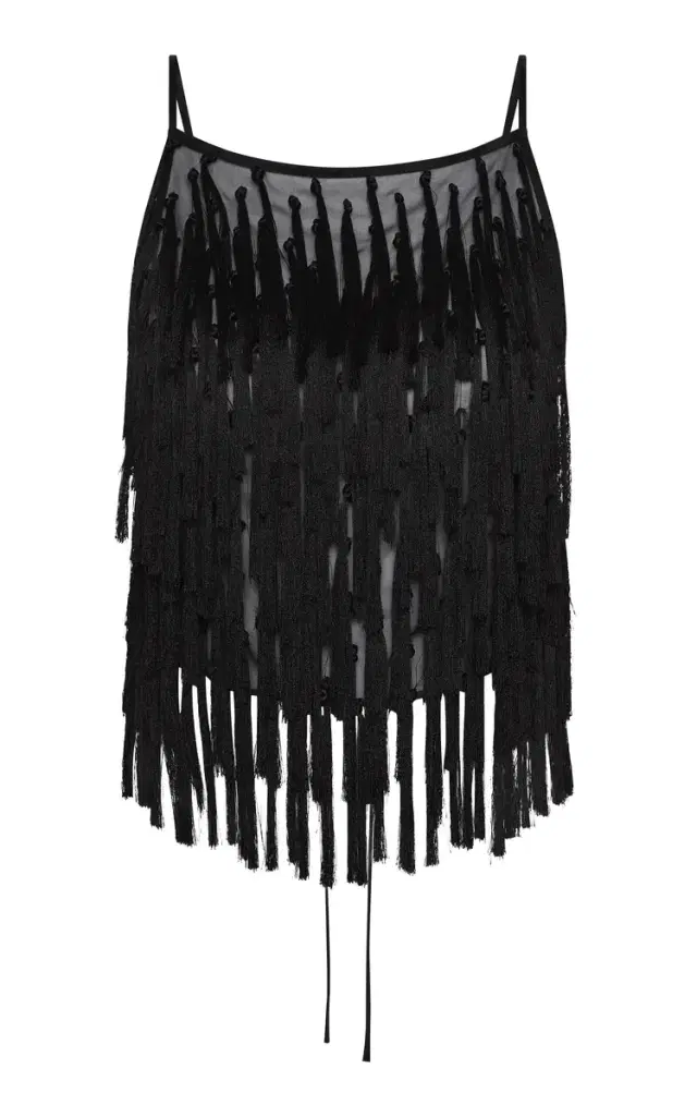 St. Agni Tasseled Silk Open-Back Top