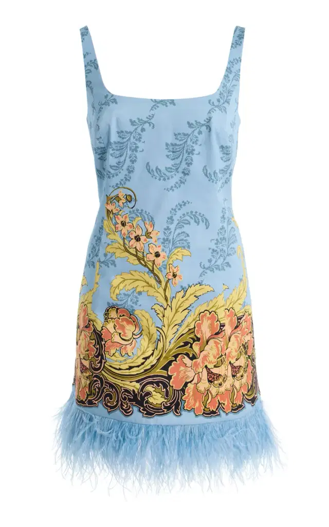 Cara Cara Carlie Feather-Trimmed Cotton-Sateen Mini Dress