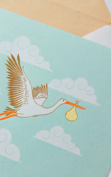 Smythson Stork Birth Greeting Card - White | Thumbnail 2 Smythson Stork Birth Greeting Card - White | Thumbnail 2