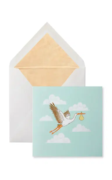 Smythson Stork Birth Greeting Card - White | Thumbnail 3 Smythson Stork Birth Greeting Card - White | Thumbnail 3