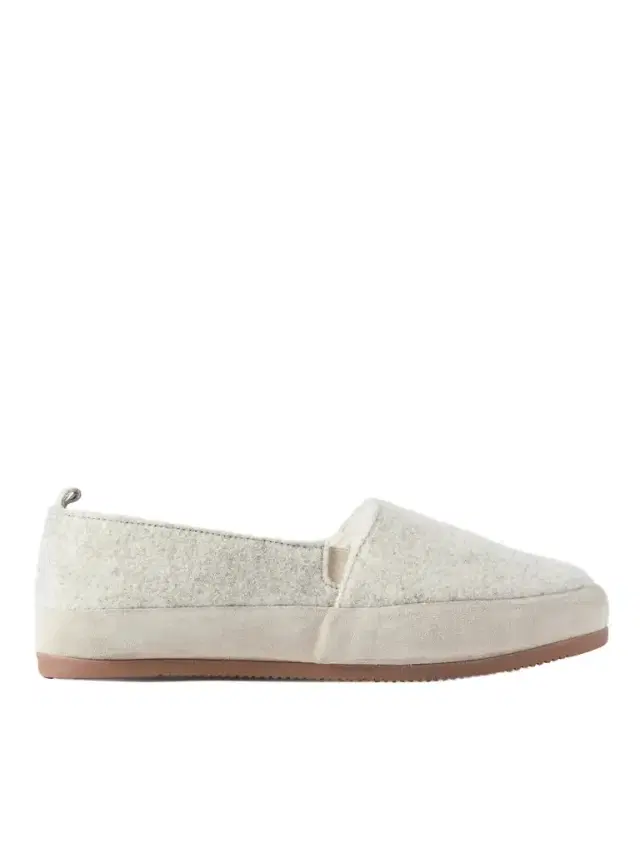 Suede-Trimmed Wool-Felt Slippers - Men