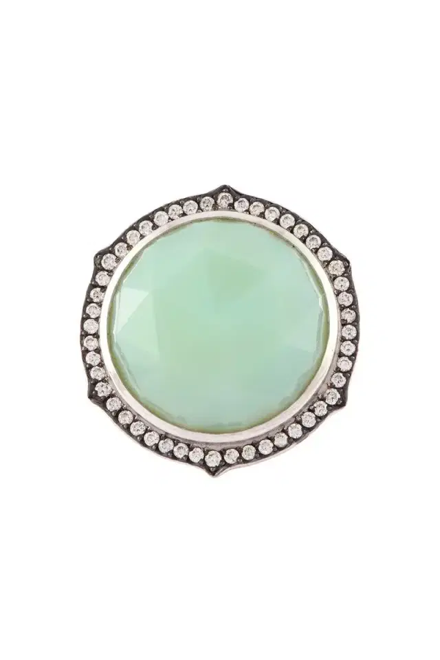 Chrysophrase Diamond Faceted Ring
