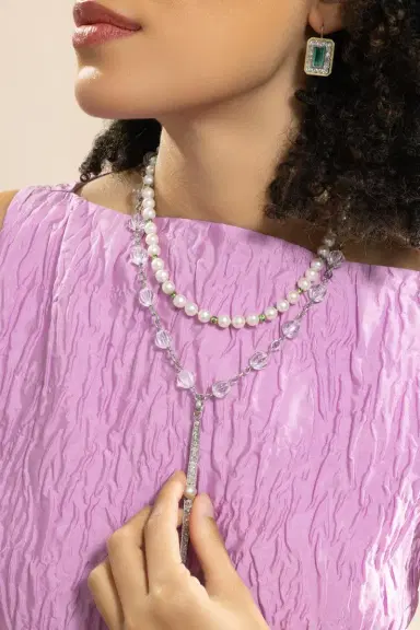 Sylva & Cie Crystal Quartz Platinum Necklace | Thumbnail 2