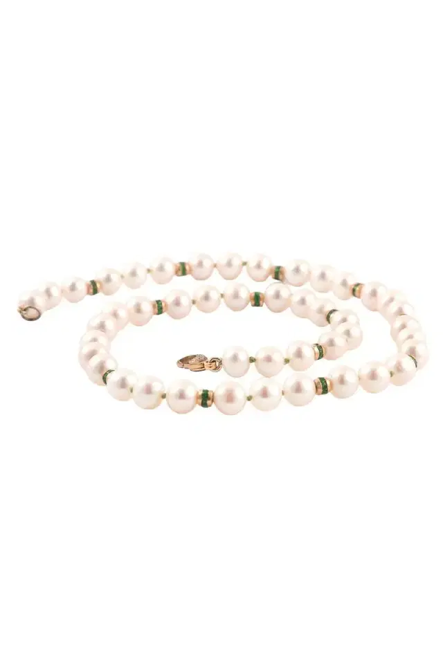 Pearl Tsavorite Beaded Necklace