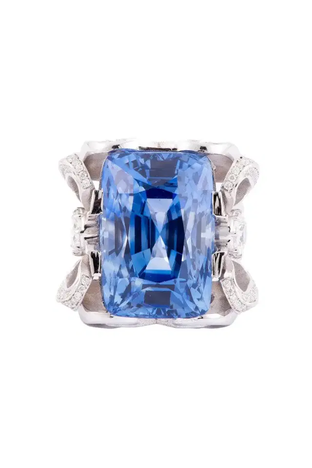 Sapphire Diamond Cushion Ring
