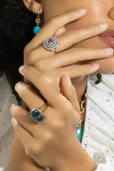 Sylva & Cie Topaz Diamond Oval Ring | Thumbnail 2