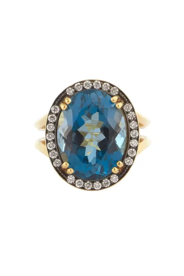 Topaz Diamond Oval Ring