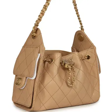 Chanel Chanel Mini 25 Hobo Bag Beige Caviar Antique Gold Hardware | Thumbnail 2 Chanel Chanel Mini 25 Hobo Bag Beige Caviar Antique Gold Hardware | Thumbnail 2