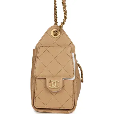 Chanel Chanel Mini 25 Hobo Bag Beige Caviar Antique Gold Hardware | Thumbnail 3 Chanel Chanel Mini 25 Hobo Bag Beige Caviar Antique Gold Hardware | Thumbnail 3