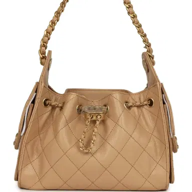 Chanel Chanel Mini 25 Hobo Bag Beige Caviar Antique Gold Hardware | Thumbnail 1 Chanel Chanel Mini 25 Hobo Bag Beige Caviar Antique Gold Hardware | Thumbnail 1
