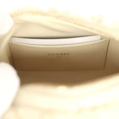 Chanel Chanel Mini Timeless Classic Barrel Bag with Chain Beige Shearling Light Gold Hardware | Thumbnail 9