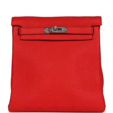 HERMÈS Hermes Kelly Ado II Backpack Rouge De Coeur Clemence Palladium Hardware | Thumbnail 1 HERMÈS Hermes Kelly Ado II Backpack Rouge De Coeur Clemence Palladium Hardware | Thumbnail 1