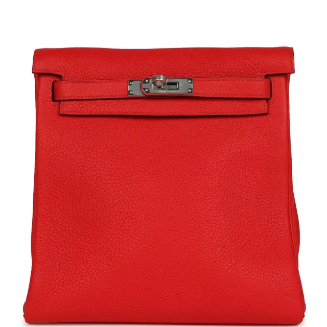 HERMÈS Hermes Kelly Ado II Backpack Rouge De Coeur Clemence Palladium Hardware
