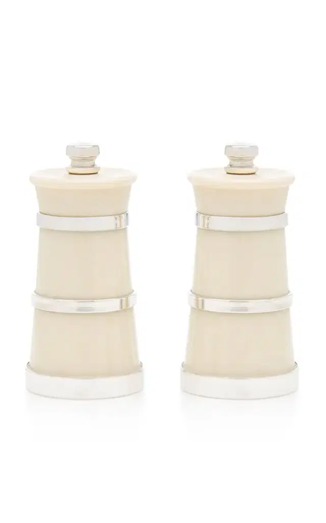 Moda Domus Ivory Silver Salt and Pepper Grinder Set - Ivory