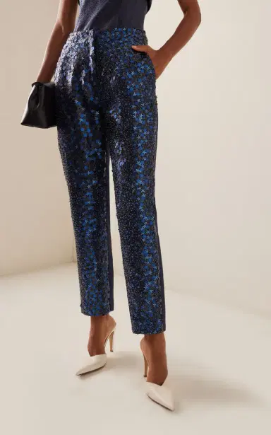 DELPOZO Sequined Satin Straight-Leg Pants | Thumbnail 3 DELPOZO Sequined Satin Straight-Leg Pants | Thumbnail 3