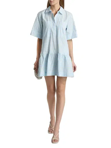 Simkhai Women's Cris Striped Drop-Waist Shirtdress - Hydrangea Blue Stripe - Size Large | Thumbnail 2