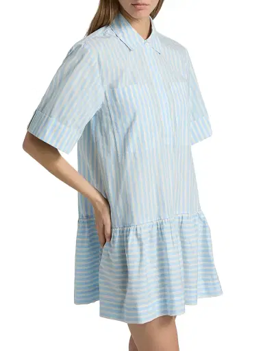 Simkhai Women's Cris Striped Drop-Waist Shirtdress - Hydrangea Blue Stripe - Size Large | Thumbnail 4
