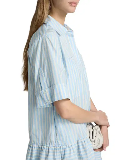 Simkhai Women's Cris Striped Drop-Waist Shirtdress - Hydrangea Blue Stripe - Size Large | Thumbnail 6