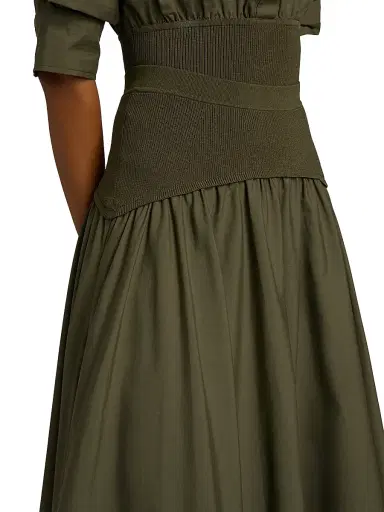SIMKHAI Women's Ovie Cotton Midi-Skirt - Fern | Thumbnail 6